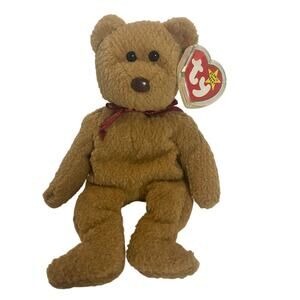 TY Beanie Baby Very Rare Curly the Bear with Tag Errors (1993/1996) & Brown Nose